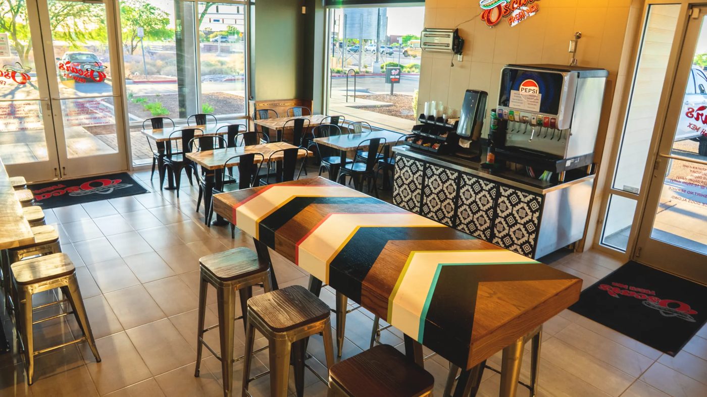 Inside an Oscar's Fresh Mex dining room